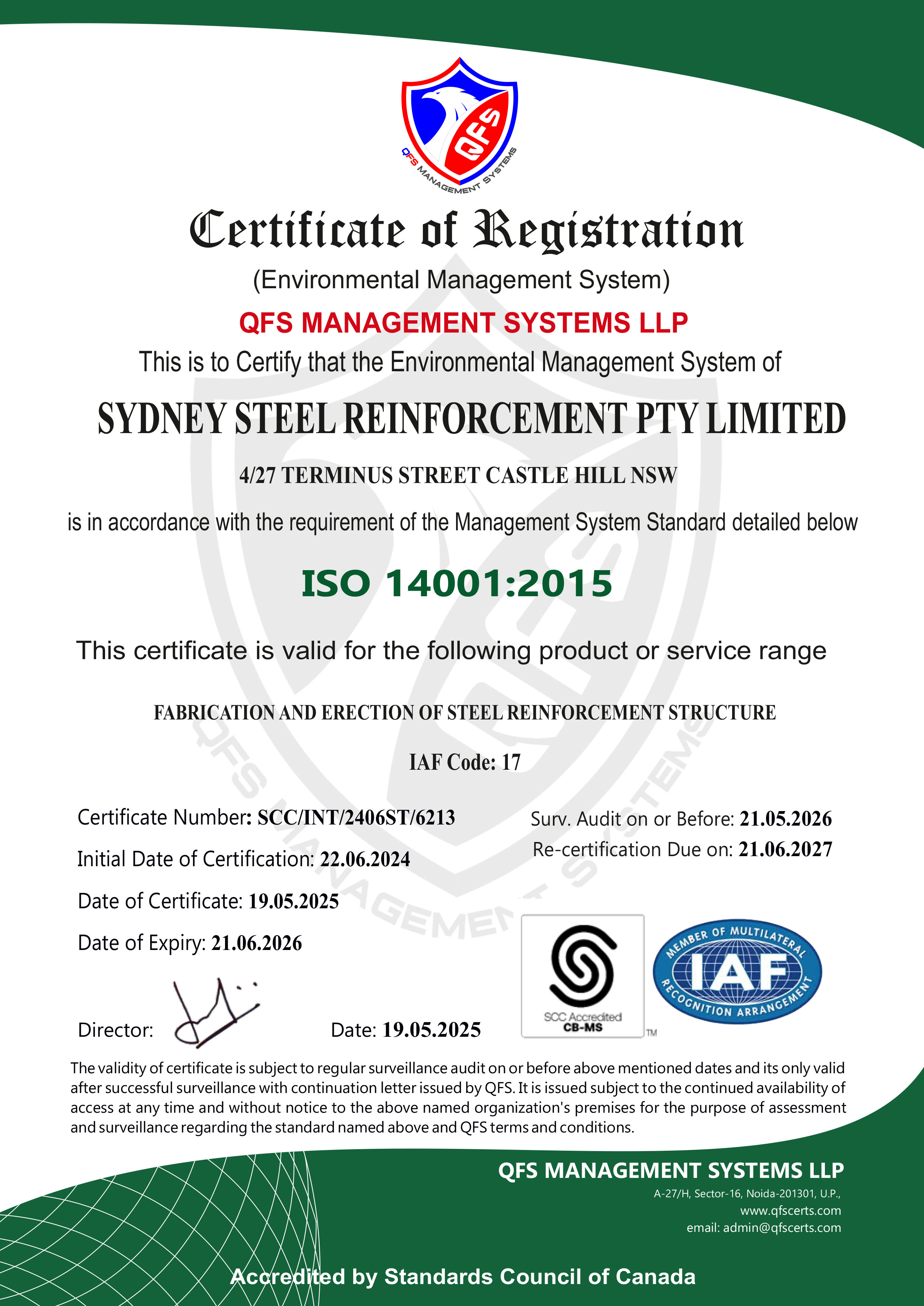 ISO 14001 Certificate