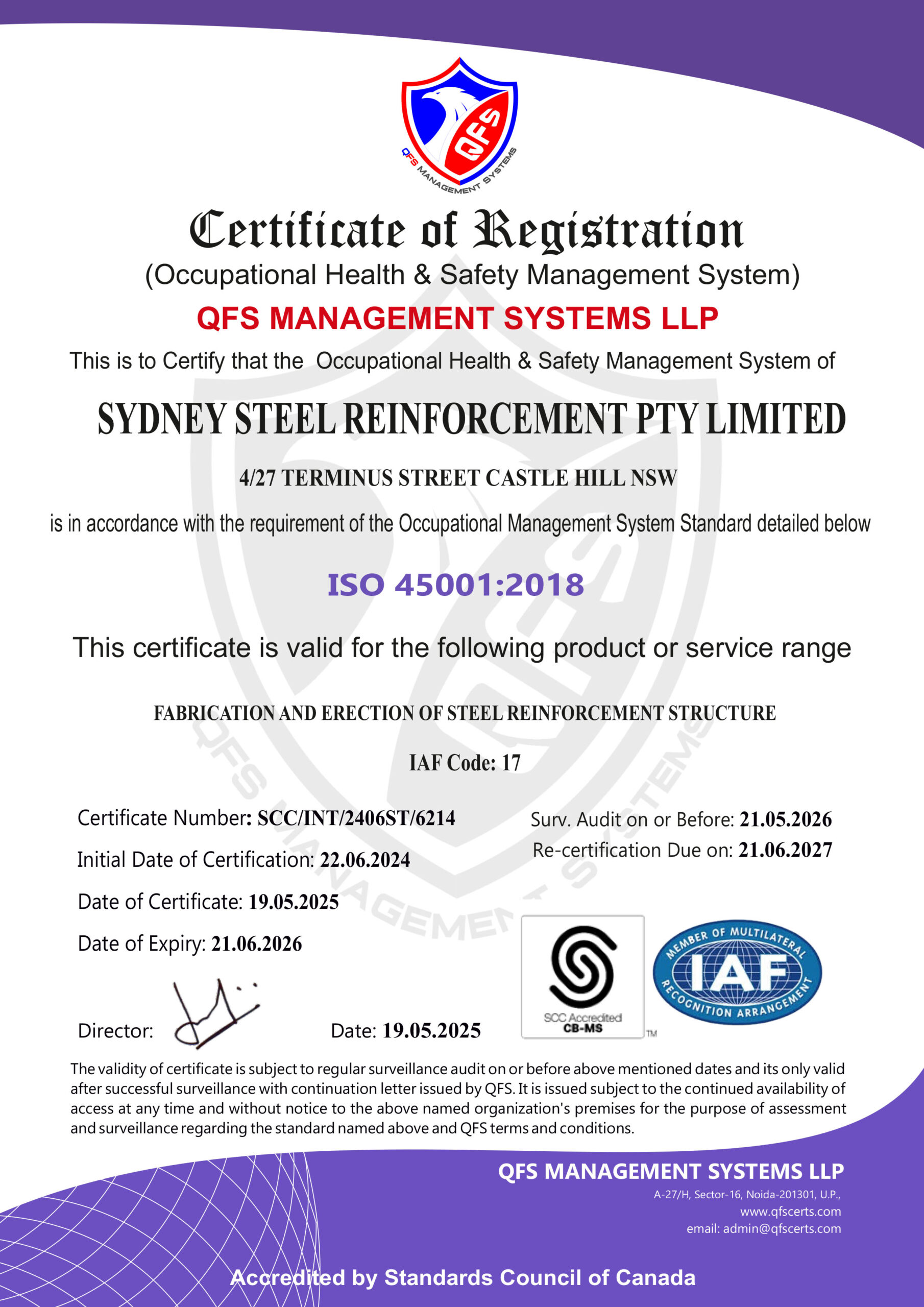 ISO 45001 Certificate